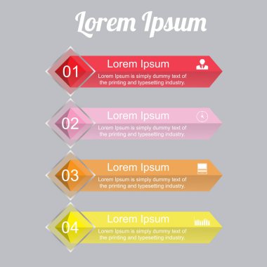 Infographic 4 renk pozisyonlar/kutsal kişilerin resmi metin ile iş için ile dört pozisyon resim Infographic. Infographics dört renk - kırmızı, pembe, turuncu. İş, sunum, proje için Infographics.
