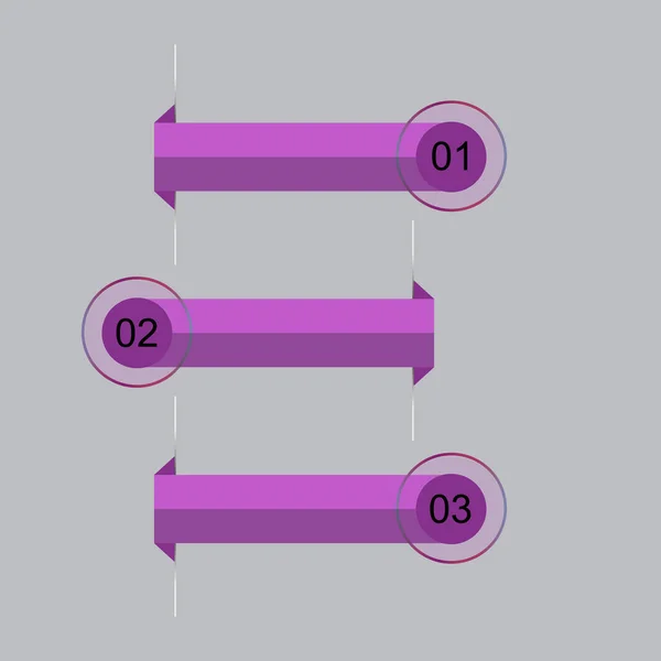 Infográfico Roxo Figura Infográfico Três Posições Com Ícones Para Negócio — Vetor de Stock