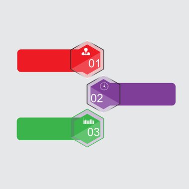  infographics çok renkli/Infographic farklı renkler, simgeler, metin olmadan üç pozisyonlar rakamdır. İş, proje, sunum için Infographics.