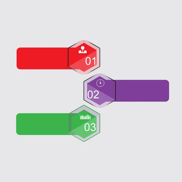 Інфографіка Різнокольорова Фігура Інфографіка Трьох Позиціях Різних Кольорів Піктограм Тексту — стоковий вектор