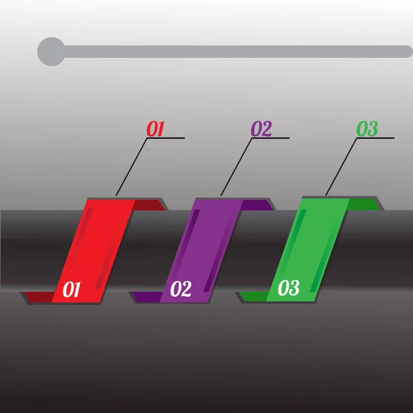 Infográficos Figura Infográfica Três Posições Nas Cores Vermelho Violeta Verde — Vetor de Stock