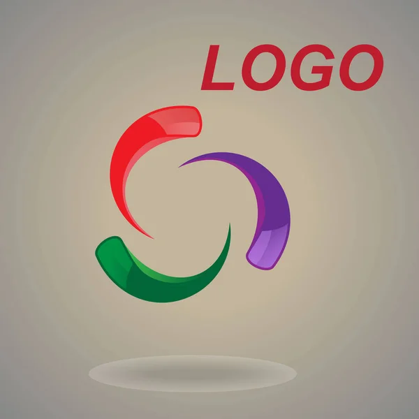 Logo Colored Text Drawing Logo Form Circle Multi Colored Shadow — Stok Vektör