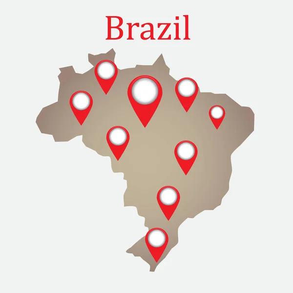 Brazil map with labels/In the picture Brazil is a map of Brazilian cities with labels. Map for geography, travel, editable tags.