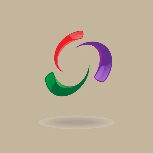 Logotipo Multicolorido Curvo Figura Violeta Verde Vermelho Forma Círculo Logotipo — Vetor de Stock