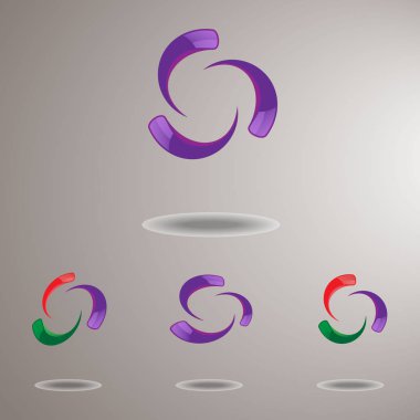 logolar/resim 3 logoları bir daire, bir şirket, kurum, proje için bir logo şeklinde mor, kiraz ve yeşil renkler vardır..