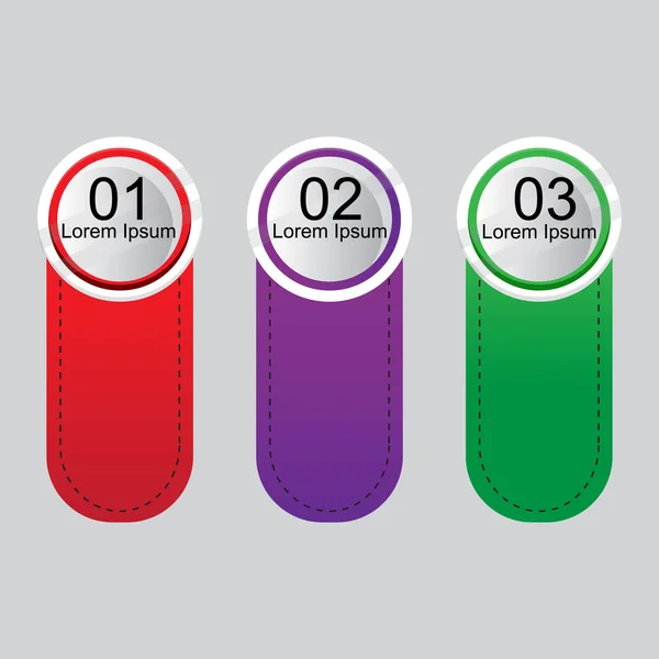 Infografías Figura Infografía Tres Posiciones Color Rojo Púrpura Verde Infografía — Vector de stock