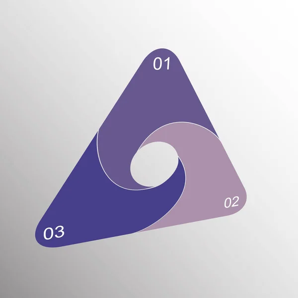 色バイオレットのインフォ グラフィック画像インフォ グラフィックの三角形は曲線バイオレットです あらゆる種類のデータの番号で つのポジションのインフォ グラフィック ビジネス プロジェクト プレゼンテーションのインフォ グラフィック — ストックベクタ