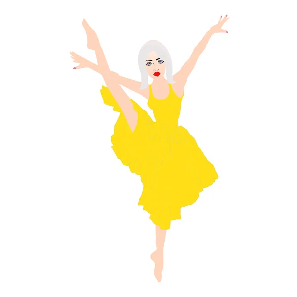 Niña Vestido Amarillo Imagen Una Bailarina Niña Una Niña Vestido — Vector de stock