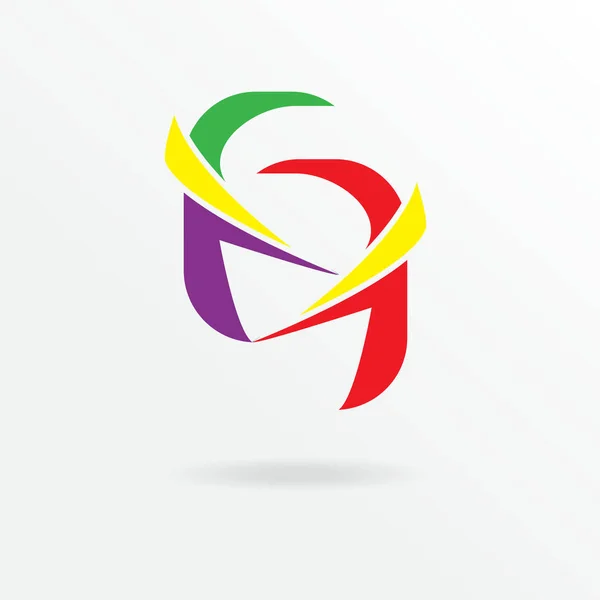 Logo Postaci Zielonych Żółtych Czerwonych Fioletowych Kolorów Logo Dla Nowej — Wektor stockowy