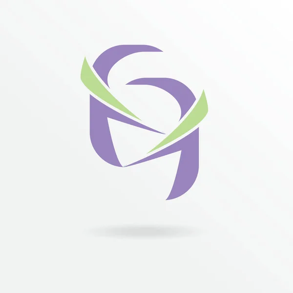 Figura Logotipo Forma Uma Letra Pedaços Simples Ganchos Verde Cores — Vetor de Stock