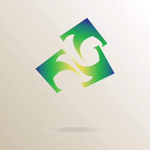 Figura Tem Logotipo Forma Setas Diferentes Direções Verde Amarelo Azul —  Vetores de Stock