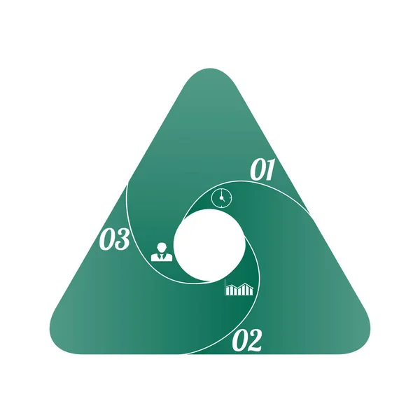Obrázku Infografika Trojúhelníkem Zelené Barvy Ikonami Pro Podnikání Informační Grafika — Stockový vektor
