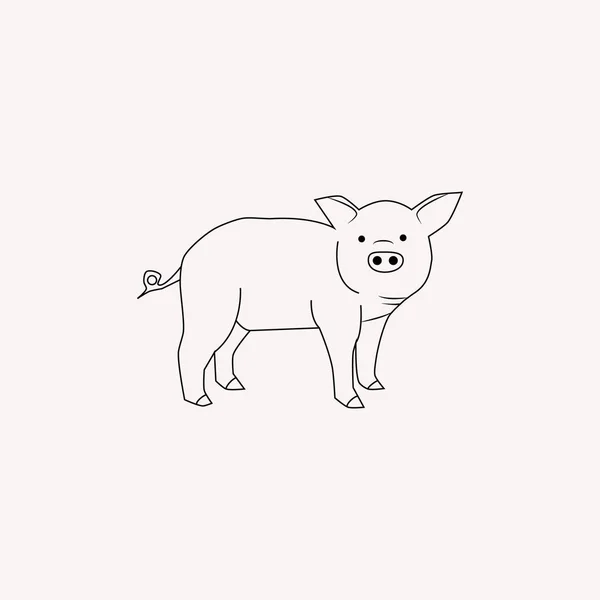 Cochons Contour Logo 2019 Short Animal Sur Fond Blanc Clair — Image vectorielle