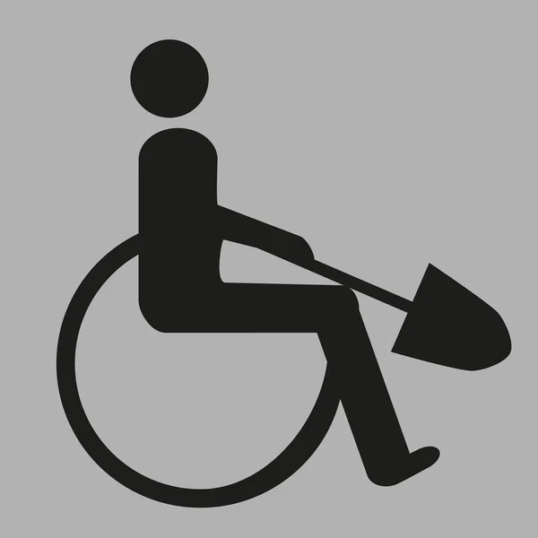 Zdjęciu Osoba Wózku Inwalidzkim Pracuje Łopatą Życie Chorych Ludzi Równe — Wektor stockowy