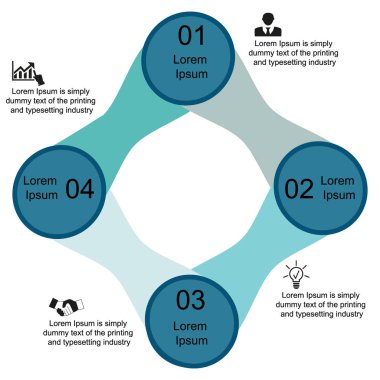 İş verisi görselleştirme, bilgi grafikleri. Grafik, diyagramlar, sayılar, simgeler, metin, varyantlar, parçalar yardımıyla elemanların süreci şeması. Sunum için iş vektörü.