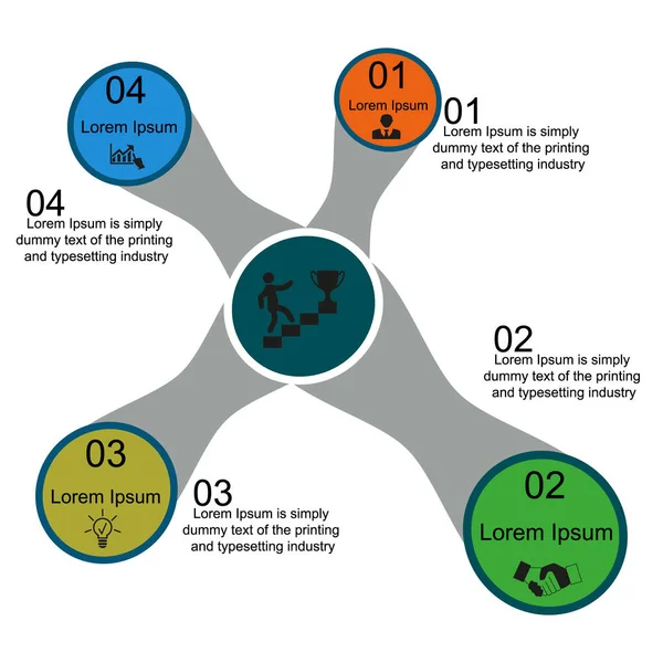 İş verisi görselleştirme, bilgi grafikleri. Grafikler, dikdörtgenler ile dairelerdiyagramları, sayılar, varyantlar, parçalar yardımıyla elemanların süreci şeması. Sunum için iş vektörü.