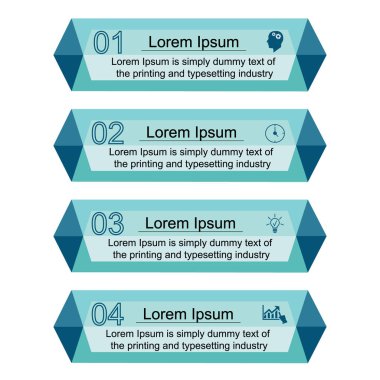 İş verisi görselleştirme, bilgi grafikleri. Grafik yardımı ile elemanların süreci şeması, diyagramlar altıgen parçalara ayrılır, infographics dört aşamada, sayılar, varyantları, simgeler, metin, parçalar ile. 