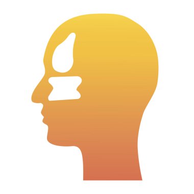 Resimde, kişi bir insan kafası simgesi, sinüzit, soğuk, viral hastalıklar muzdarip bir kişinin bir resim.