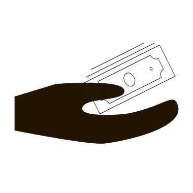 Şekilde simge, bozuk para tutan bir eldir. Para birikimi, zenginlik, iş, banka, proje için simge sembolü