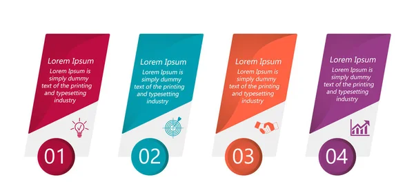 İş verisi görselleştirme, bilgi grafikleri. Grafikler yardımıyla öğelerin süreci şeması, dört adımda kare diyagramları, metin tasarımı örneği, sayılar, varyantlar, parçalar. Sunum için iş vektörü.