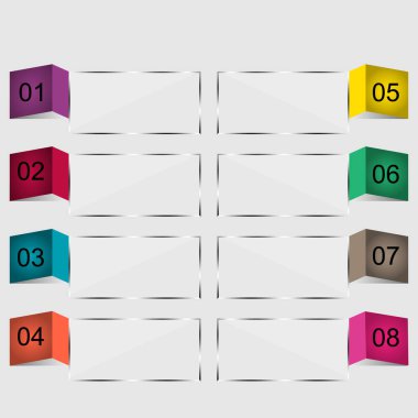 İş verileri görselleştirme, bilgi grafikleri. Sekiz adım için grafik, diyagram, sayı, seçenek, parça kullanan elementlerin sürecinin şeması. Sunum için iş vektörü