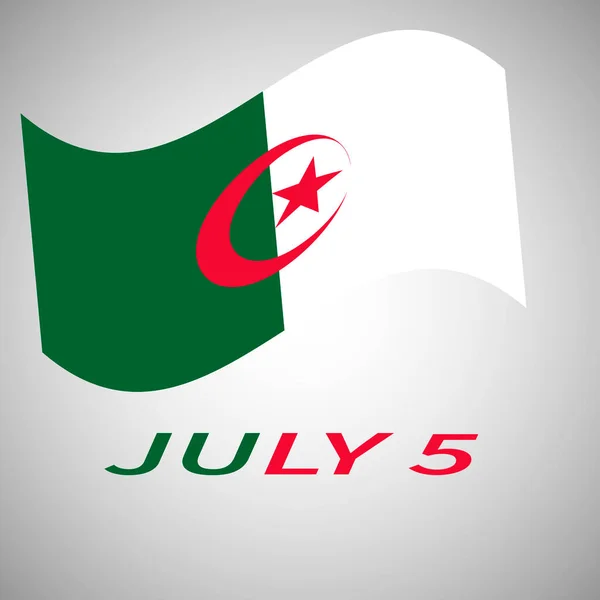 Foto Bandera Argelia Curvada Bandera Con Inscripción Del Día Independencia — Archivo Imágenes Vectoriales