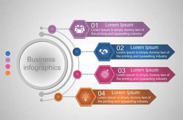 Visualização Dados Negócios Infográficos Esquema Processo Elementos Usando Gráficos Diagramas — Vetor de Stock