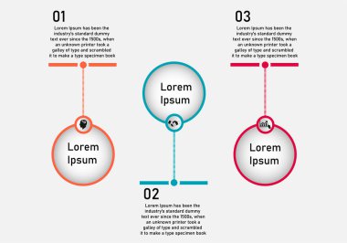 İş verileri görselleştirme, bilgi grafikleri. Grafiklerin, üç aşamalı diyagramların, sayıların, varyantların ve parçaların yardımıyla elementlerin sürecinin şeması. Sunum için iş vektörü.