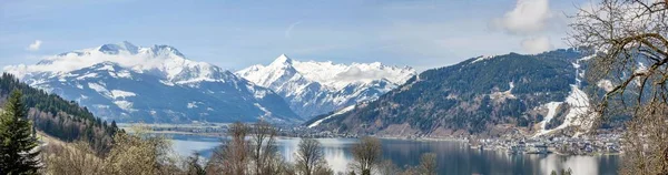 Panorama Los Alpes Con Zell See Lago Zeller Panorama Primaveral — Foto de Stock