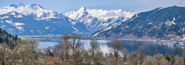 Panorama Delle Alpi Con Zell See Lago Zeller Panorama Primaverile — Foto Stock