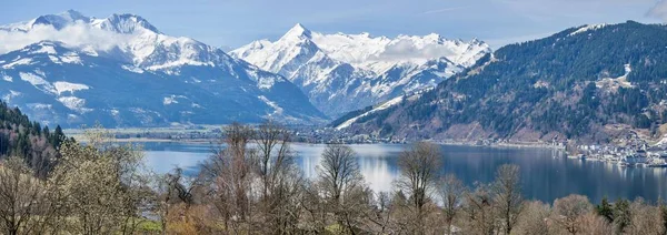 Panorama Los Alpes Con Zell See Lago Zeller Panorama Primaveral — Foto de Stock