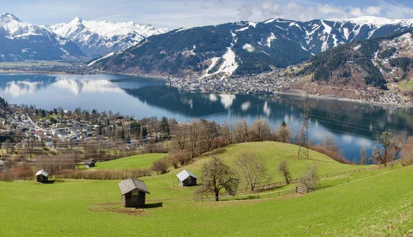 Panorama Des Alpes Avec Zell See Lac Zeller Panorama Printanier — Photo