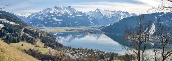 Panorama Delle Alpi Con Zell See Lago Zeller Panorama Primaverile — Foto Stock