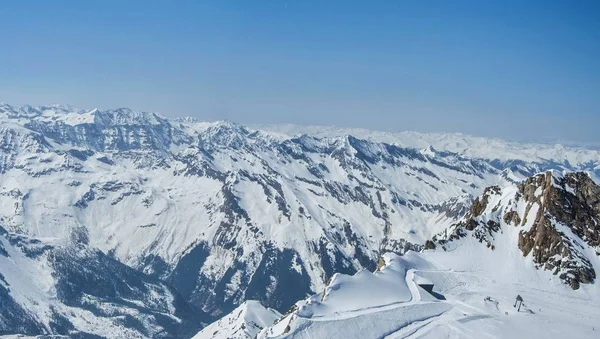 Панорама Гор Альп Зимой Сценическая Панорама Тирольских Альп Вершины Мбаппе — стоковое фото