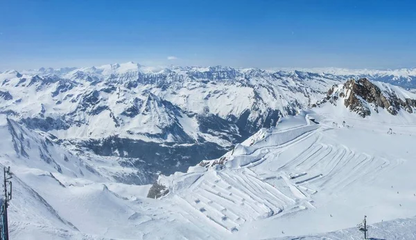 Alpes Montanhas Panorama Inverno Bela Paisagem Tirol Alpes Pico Top — Fotografia de Stock