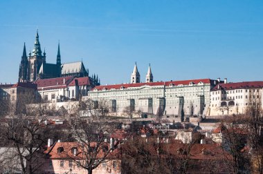Panorama görünüm Prag. Prag Kalesi ve Hradcany.