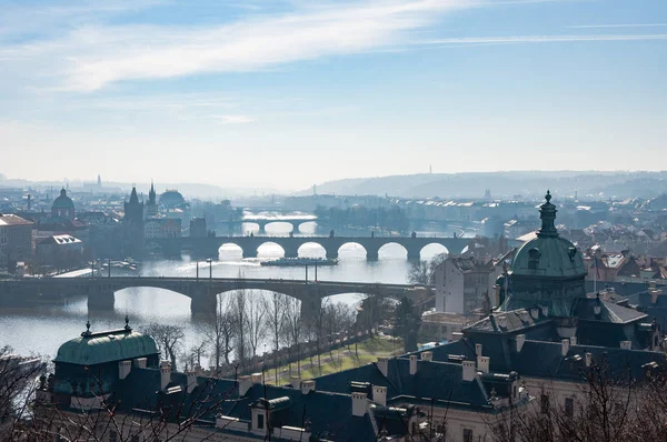 Panoramautsikt över Prags broar — Stockfoto