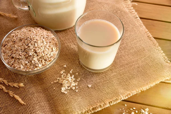 Bebida Avena Copos Cereales Vista Natural — Foto de Stock