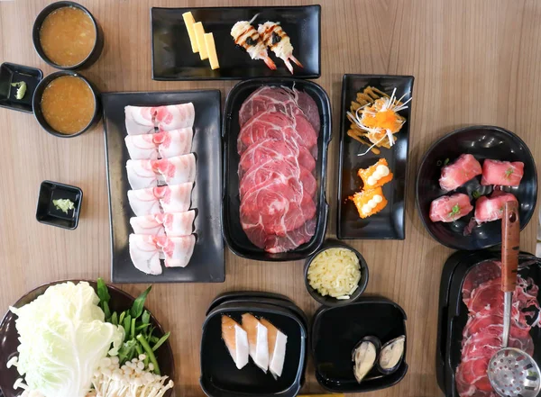 Carne Vită Brută Carne Porc Brută Pentru Gătit Sushi Pentru — Fotografie, imagine de stoc