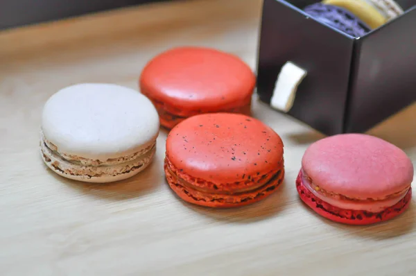 Sobremesa Macaron Macaroon Caixa — Fotografia de Stock