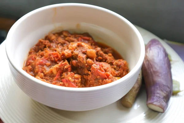 Salsa Cerdo Tomate Cerdo Tomate Pasta Chile Comida Tailandesa —  Fotos de Stock