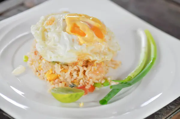 Stir Fried Rice Shrimp Fried Egg — Stock Photo, Image