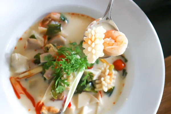 seafood soup or thai soup or spicy soup or tomyamkung