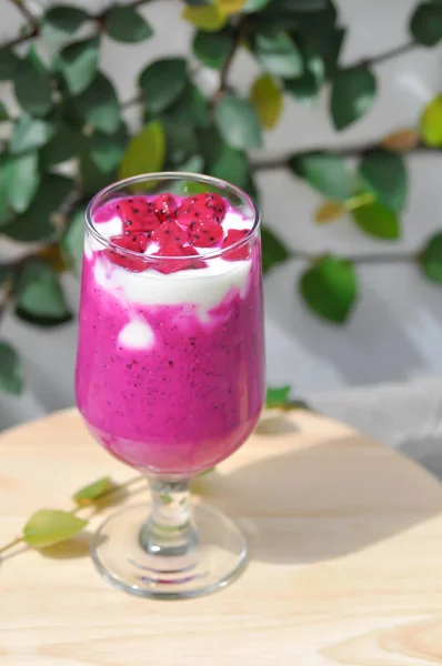 Smoothie Blended Dragon Fruit Dragon Fruit Yoghurt — Stockfoto
