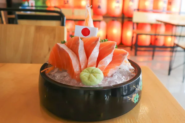 raw salmon or sliced salmon, Japanese food