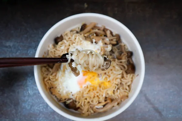 Noodle Mushroom Noodle Egg — Stock Photo, Image
