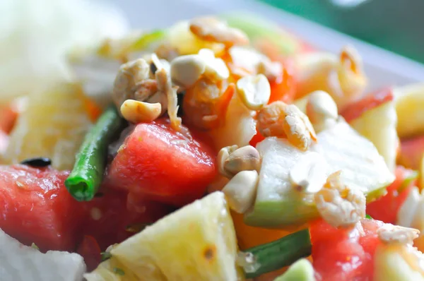 Ovocný Salát Nebo Pikantní Salát Thajské Potravin — Stock fotografie