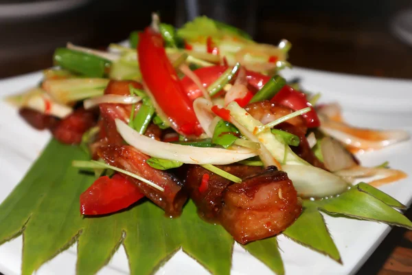 Salade Porc Salade Porc Épicée Cuisine Thaïlandaise — Photo