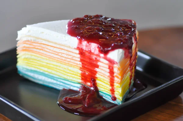 Regenbogen Crêpe Kuchen Crêpe Kuchen Oder Crape Kuchen — Stockfoto