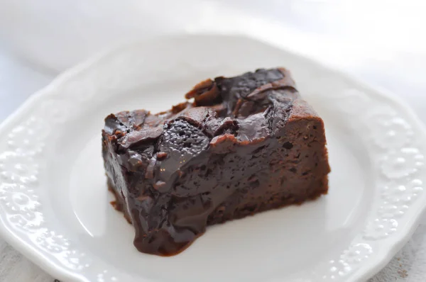 Pastel Pedazo Brownie Brownie Caramelo — Foto de Stock